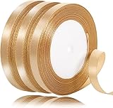 66m Goldenes Geschenkband, 10mm Goldenes Band Schleifenband Gold Satinband Geschenkband für Weihnachten Hochzeit Party Geschenkverpackung (22m/Rolle)