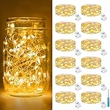btfarm 12 Stück/3 Modi LED Lichterkette Batterie klein, 2M 20LED Lichterkette mit Batterie, Mini Lichterketten Batteriebetrieben für Party, Weihnachten, DIY, Hochzeit, Innen Deko (Warm Weiß)