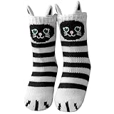 ZFSOCK Damen Hüttensocken Haussocken Kuschelsocken Stoppersocken Wintersocken Warme Dicke Socken mit ABS Antirutschsohle Innenfrottee Lustiges Tiermuster Weihnachtssocken 1 Paar 35-41