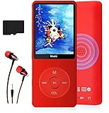 MP3-Player, Musik-Player mit 16GB Micro SD Karte, Ultra Slim Musik-Player mit eingebautem Lautsprecher, Photo Viewer, Video Play, FM Radio, Voice Recorder, E-Book Reader (Rot)