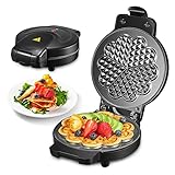 Waffeleisen, FOHERE Waffeleisen Herzform, 900 W, Waffelmaker mit Antihaftbeschichtung, Waffelgröße 16,3 cm, Klassische Herzwaffeleisen für Familienfeiern und Weihnachten (Schwarz)