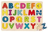 Goki Alphabetpuzzle aus Holz - 30 x 21 x 1 cm, 26 Teile, pädagogisch wertvoll, fördert Feinmotorik