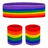 W WIDMANN MILANO Party Fashion - Schweißbänder Set 3-teilig, mit Stirnband und 2 Armbändern, Sport Accessoires, für 80er Jahre Trainingsanzug