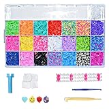 mituso Loom Bands - 4200+ verschiedene Looms inkl. Webrahmen | Starter Set - Gummibänder in 21 Farben | Loombänder mit Zubehör und Aufbewahrungsbox für Armbänder DIY