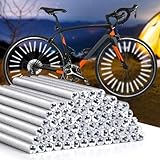 Pimoys 72 Stück Speichenreflektoren Fahrrad, 8 x 0,5cm Reflektoren Fahrrad Speichen Fahrrad Reflektoren 360°Sichtbarkeit Speichen Reflektor Sticks Fahrrad Zubehör Mountainbike (Silber)