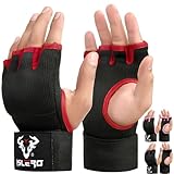 Islero Boxbandagen für Boxen, 93 cm, lange Handgelenkschlaufen, Gel-Innenhandschuhe, elastischer Faustschutz, gepolstert, Muay Thai, MMA, Kampfsport, Boxen, Speedbag, Trainingsbandagen (L/XL, rot)