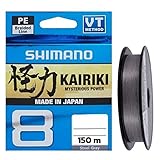 SHIMANO Kairiki 8, 150 Meter, Hellgrau, 0.200mm/17.1kg, 8fach Geflochtene Angelschnur, 59WPLA58R15