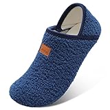 XIHALOOK Hausschuhe für Damen und Herren, bequeme Schuhe mit weicher Gummisohle, für drinnen und draußen, 1 x Blau, 4-5 Women/2.5-3.5 Men