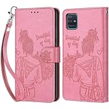 Tivenfezk Nadoli Handyhülle für Samsung Galaxy A71,Blumen Schmetterling Hülle PU Leder Klapphülle Klappbar Schutzhülle Handytasche Stoßfeste Brieftasche Flip Case Cover