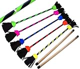 Flash Pro Flowerstick Set! Suprime Qualität, Fiberglasstock, Silicone Grip, Wildlederfransen, Befestigungsgurt. Flames N Games Devilsticks für Anfänger und Profis. (Blau)