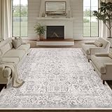 HUGEAR Vintage Grau Waschbarer Teppich Wohnzimmer 240x300cm Retro Rugs for Living Room Weich rutschfest Groß Tepich Kurzflor Schlafzimmer Carpet Living Room Bedroom Esszimmer Teppiche Büro