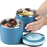 Thermobehälter mit Griff , 1000ml Edelstahl Warmhaltebehälter für Kinder , Thermo Lunchbox Speisebehälter Essensbehälter Warmhaltebox , praktischer Müslibecher für Essen Suppen Babybrei…