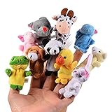 CHSYOO 10 x Klein Tierfiguren Fingerpuppe Samt Handpuppe, Plüschfigur Spielzeug Props für Geburtstag Kinder Party Taufe Babyparty Mitbringsel Geschenk