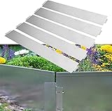 NAIZY Metall Rasenkante 5m-5 stück Mähkante Verzinkt 100 x 15 cm per Stück Anpassbare Flexibel Beetumrandung für Gartenpflanzen Gemüseanbau Floral, Silber