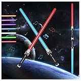 2 Stück Laserschwert Kinder,Lichtschwerter mit Licht und Sound,Doppelklingen Laserschwert,Duell Lichtschwerter,2 in 1 Lichtschwert, Cosplay Spielzeug für Kinder