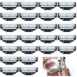 24 Stück Rasierklingen Kompatibel Ma ch Klingen Ersatzklingen für Nassrasierer Herren mit 3 Fach Rasierklingen Herrenrasierer Geschenk für Manuelle Rasierklinge, Sauberer Bart Blau