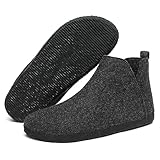 Mishansha Hausschuhe Herren Winter Hüttenschuhe Damen Pantoffeln Warme Filzpantoffeln Hohe Filz Hausschuhe Indoor Slipper Vanta Schwarz, Gr.42 EU