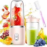 Tragbarer Mixer, Afenau 400ML Standmixer Klein mit Bürste und Ersatzbecher, USB-Laden Portable Blender, Smoothie Blender für Milchshakes, Säfte (Rosa)