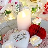 hellum LED Wachskerze, Ø 5cm x 9,5cm hoch, weiße LED Kerzen mit flackernde Flamme, mit Batterien (2xAA nicht inkl.), Weihnachtsbeleuchtung Deko, Echtwachs 572124