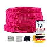 LaceHype 2 Paar Premium Schnürsenkel flach [10 mm breit ] LC1 reißfest Schuhbänder Ersatz Shoelaces aus Polyester für Sneaker, Sportschuhe, Laufschuhe, Turnschuhe (Neon Pink, 120)