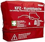 Kalff KFZ Kombitasche TRIO Compact, Verbandstasche Auto + Warnweste + Warndreieck NANO mit Erste Hilfe Broschüre