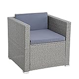 ESTEXO Polyrattan Gartensessel Loungesessel Rattan Lounge Sessel Gartenstuhl Stuhl (Grau-Mix)