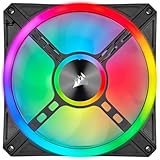 Corsair iCUE QL140 RGB, 140-mm-RGB-LED-PWM-Lüfter (34 Einzeln Ansteuerbare RGB-LEDs, Schwindigkeiten Bis zu 1,250 U/Min, Geräuscharm) Einzelpackung, Komaptibel mit Desktop - schwarz