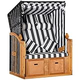 Outsunny Strandkorb Doppelte Sonnenliege mit Dach Doppelliege mit Getränkehaltern Chaiselongue 5-stufige Rückenlehne PE-Rattan Grau+Weiß 118 x 79 x 160 cm