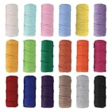 18 Stück Baumwollschnur, Makramee Garn Set 2 mm x 30 m, Baumwollseil Baumwollschnur Macrame Garn für DIY Handwerk Basteln Stricken Boho Deko Wandbehang Dekoration Wohnzimmer Balkon Schlafzimmer