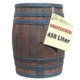 REGENTONNE EICHENFASS SET 450 Liter, das REGENFASS mit fühlbarer Holzstruktur, in sehr schönem HOLZ-DESIGN, mit Maserung wie ein HOLZFASS, dauerhaftdicht und splitterfrei!