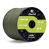 Abma Cord 750lb Paracord 100% Nylon Seil 11 Kern-Strängen Schnüre Typ IV Mil-Spec Grad Ø 4.2mm Fallschirm Schnur 30M - Reißfeste - Bruchlast Max. 340kg