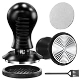 Heltarppe Kaffee Tamper mit Puck Strainer 51mm,Espresso Tamper,304 Edelstahl Gewinde Base Kaffeepresse,inkl Tampermatte,druckregulierend (15kg / 35lbs),Tamper 51mm,für Cafes und Kaffeeliebhaber