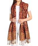 Sakkas Zweischichtiger Jacquard Paisley Viskose Pashmina Schal/Stola - - Schwarz