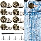 17 Stück Knöpfe für Jeans, verstellbare, wiederverwendbarer Hosentallenstraffer, (8 Stück Knöpfe, 8 Gewinde Niete und 1 Schraubendreher)