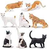 TOYMANY 8 Stück Tiere-Figuren Set Katze Spielfiguren Spielzeug Katzenfiguren Kleine-Tierfigur Plastiktiere Ornamente Miniatur Kätzchen, Deko Cupcake Topper, Osterei, Geburtstagsgeschenk