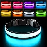 PcEoTllar Leuchthalsband Hund, Leuchtendes Hundehalsband Aufladbar 7 Farben mit 9 Leuchtmodi, LED Halsband für Hunde Wasserdicht, Leuchthalsband für Kleine Mittlere Große Hunde, Schwarz-M