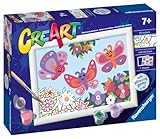 Ravensburger - CreArt E-Serie Classic - Glitzerschmetterlinge, Malset nach Zahlen, enthält ein vorgedrucktes Brett, einen Pinsel, Farben und Zubehör, kreatives Spiel für Jungen und Mädchen ab 7 Jahren