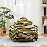 Highdi Sitzsack für Kinder Erwachsene Indoor Outdoor Sitzkissen Weicher Camouflage Sofabettbezug Ohne Füllung Gartenkissen Bodenkissen für Wohnzimmer Gaming (Braun,130x150cm)