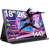 UPERFECT Gaming Monitor 144Hz 18 Zoll Portable Monitor 2K 2560x1600 mit Freesync/HDR/100% sRGB, Tragbarer Display with IPS /16:10 /300Nit Mini HDMI/Type-C, Extend Monitor für PC/Laptop/PS/Xbox/Handy