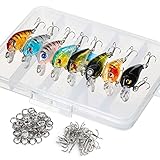 DONQL Angelköder-Set, Elritze-Köder-Set, Wobbler, Kurbelköder mit Haken, Harte Popper-Köder für Salzwasser, Süßwasser, Forelle, Barsch, Lachs (8 Stück, 4,5 cm/4 g)