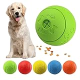 MEKEET Hundeball Snackball Hundespielzeug Futter Ball, Leckerli Spielzeug Ball aus Gummi ungiftig bissfest Spielzeug Ball für Haustier Hunde IQ Trainingsball (Green)