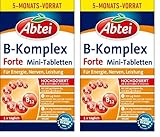 Abtei B-Komplex Forte – Für Energie, Nerven und Leistung – Hochdosiert, Vegan, Glutenfrei – Vorratspackung – 150 Mini-Tabletten für 5 Monate (Packung mit 2)