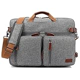 CoolBELL umwandelbar Rucksack Messenger Bag Umhängetasche Laptop Tasche Arbeitstasche Handtasche Business Aktentasche Multifunktions Reise Rucksack Passend für 17,3 Zoll Laptop/Männer/Frauen(Grau)