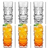Transparente Tiki-Gläser, Set mit 170 - 400 ml, moderne Bar-Tiki-Cocktailgläser, perfekt für exotische Cocktails, Mai Tai, hawaiianische Cocktails, tropische Insel, Trinksware-Set