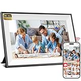 2K HD Digitaler Bilderrahmen WLAN, 10,1 Zoll 32 GB LED Bilderrahmen mit IPS-Touchscreen & Kalender Wetter, Auto-Rotat Digital Frame, Teilen Sie Fotos und Videos mit Ton Sofort über FRAMEO von überall