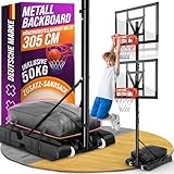 Basketballkorb Outdoor [mit Sandsack] – Basketball Korb höhenverstellbar von 135 cm bis 305 cm – Wetterfester Basketballkorb mit Ständer – Basketballkörbe für Kinder und Erwachsene - Basketball Hoop