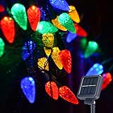 Solar-Lichterkette für Weihnachten, 100 LEDs, solarbetrieben, C6, für Büsche, Wände, Zäune, Dächer, Türen, Veranden, Bäume (mehrfarbig, 8 Modi)