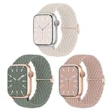 Geflochtenes Armband Kompatibel mit Apple Watch 38mm 40mm 41mm 42mm, Nylon Elastisches Dehnbares Band für Apple Watch 10 9 8 SE 7 6 5 4 3 2 1, 3 Stück