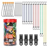 30 Stück Spanngummi Mit Haken, Expander Mit Haken, Spanngummi, Erhältlich in Vier Längen, Mehreren Farben, außergewöhnlich robust und widerstandsfähig, für Zelt, Gepäck oder Garten (4 Farben, Fass)