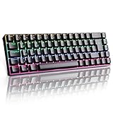 RK68 Mechanische Gaming-Tastatur, Kabellose/Kabelgebundene 65%, RGB 68 Tasten Bluetooth , Hot-Swap-fähige für Win/Mac,Brauner Schalter,Schwarz(QWERTZ)